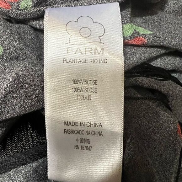 Farm Rio Black Pitanga fringed wrap dress adjustable strap beaded wrap ends - Picture 11 of 11